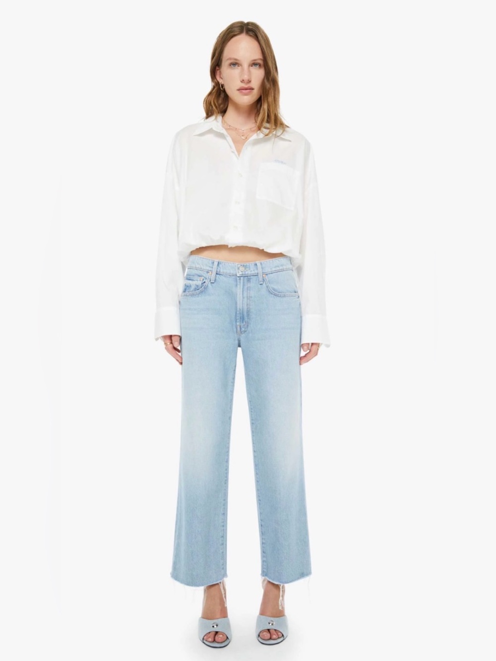 MOTHER Light Blue Cropped Ankle Jeans